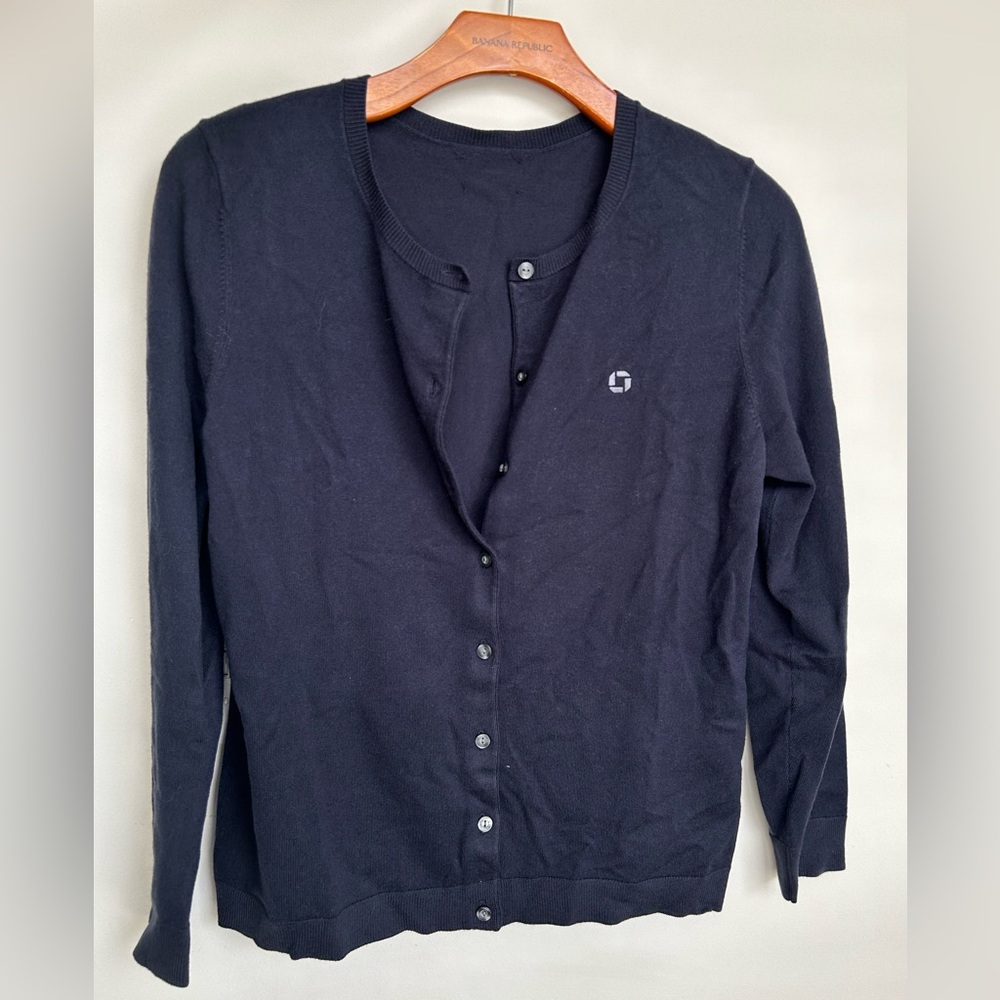 Land's End Chase Bank Navy Long-Sleeve Button Cardigan